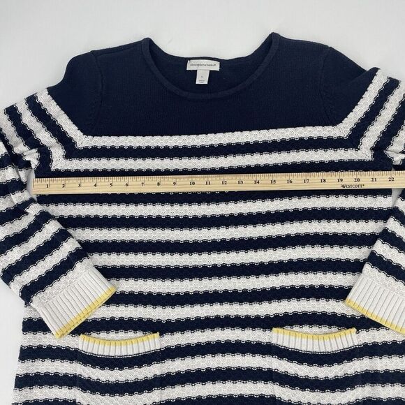 Christopher & Banks Sweaters Women's XL Navy White Striped Long Sleeve Pullover - Picture 5 of 11